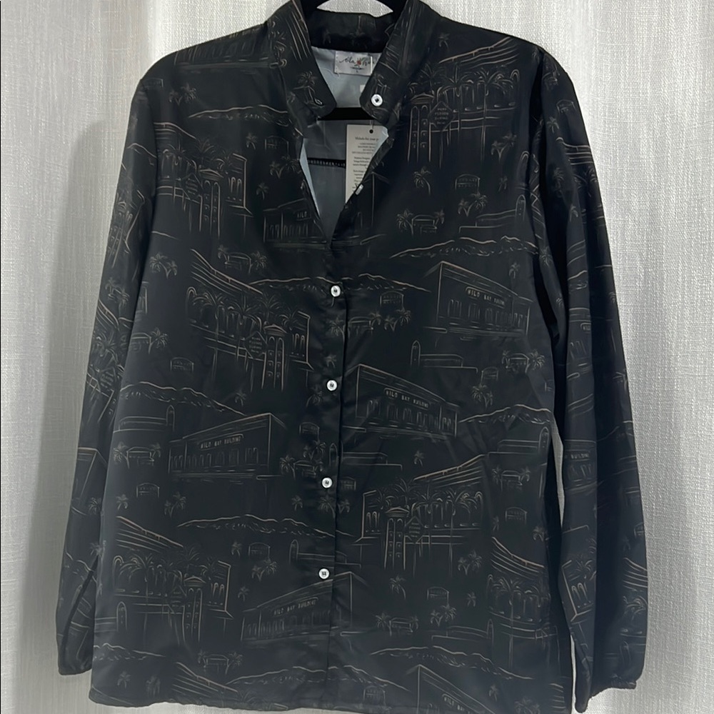 Black Button-Up Shirt with White Buttons